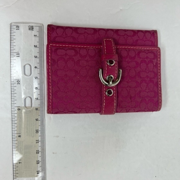 Coach Vintage Y2K Pink Signature Buckle C Fabric Coin Bag Wallet - Picture 3 of 9